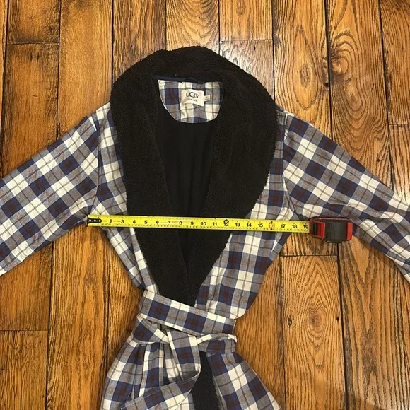 UGG MENS BELTED MULTICOLOR PLAID KALIB ROBE -COTTON WITH COZY LINING SIZE MEDIUM - Picture 2 of 12